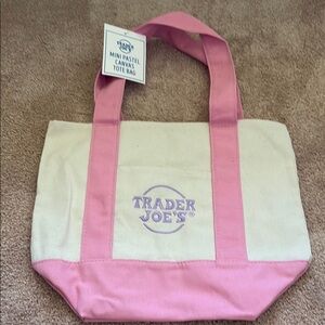 Trader Joe’s Chic Pink and Cream Tote Bag with Sturdy Handles